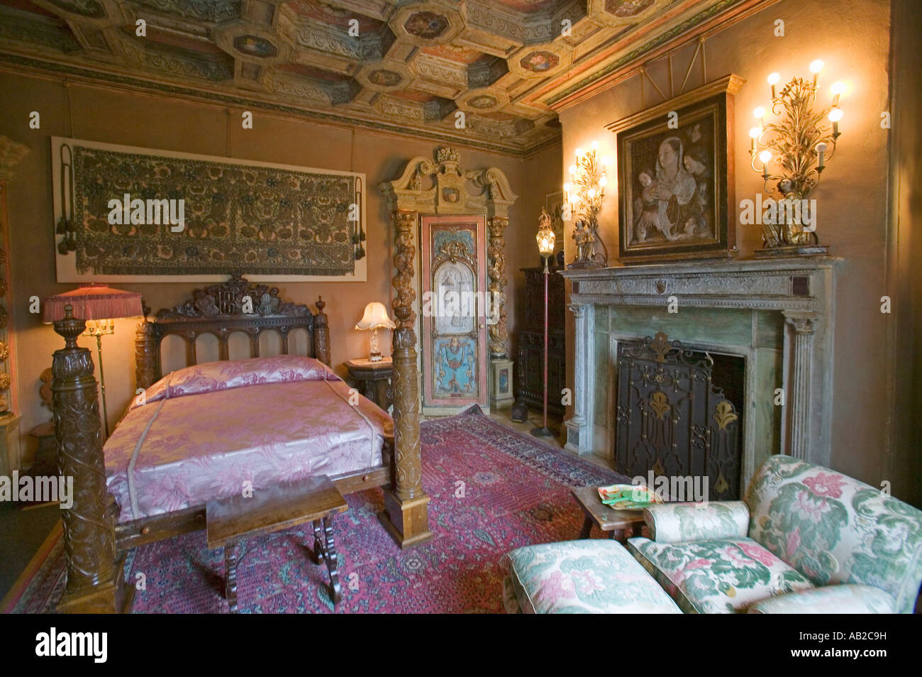 Interior of guest bedroom at Hearst Castle America s Castle San Simeon