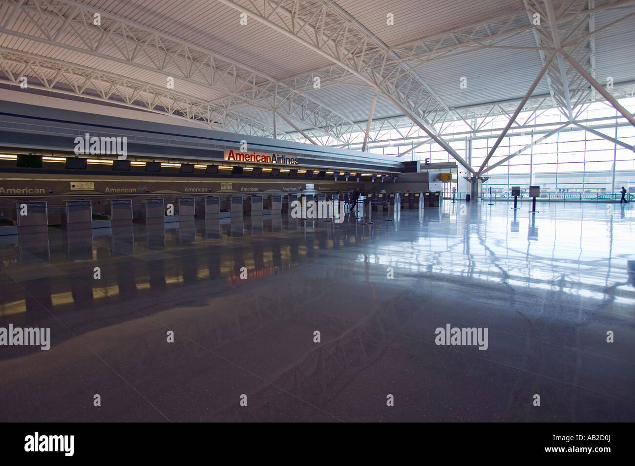 Empty ticket counter and reflections at JFK International Airport New York City New York Stock Photo