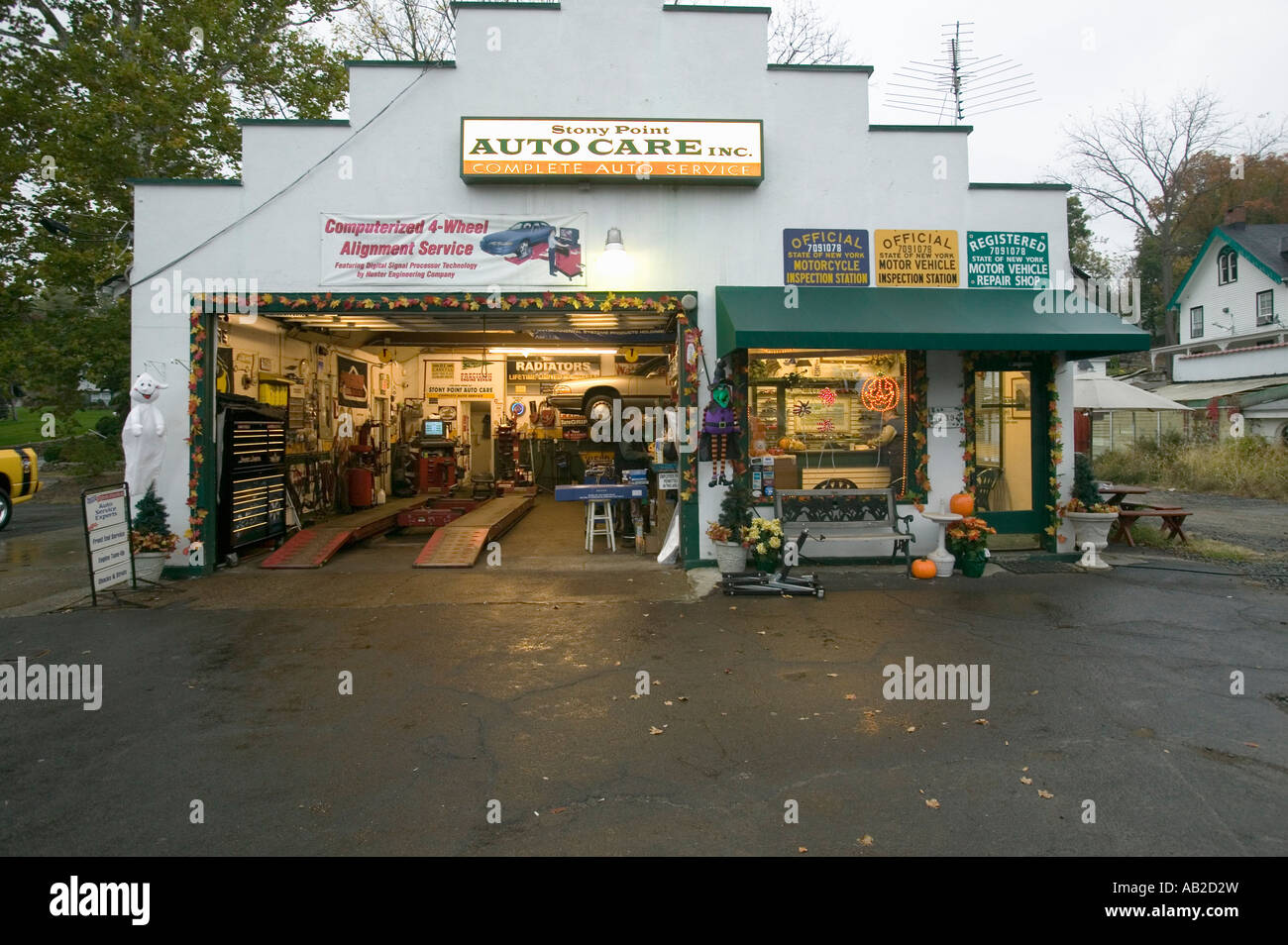 Stony Point garage service station north of New York City along Hudson River New York Stock