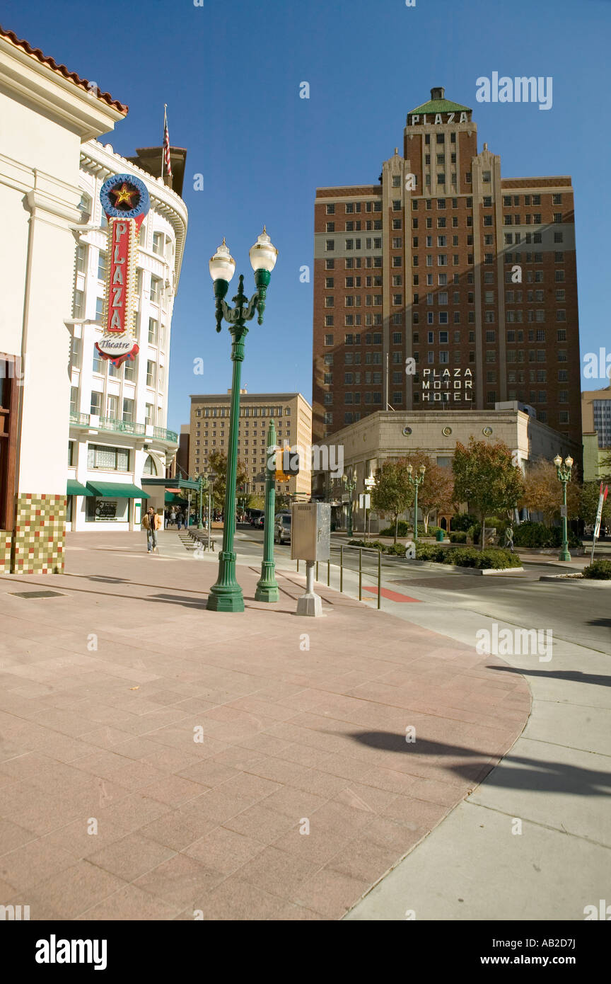 Downtown El Paso Texas in the historic Plaza district looking towards