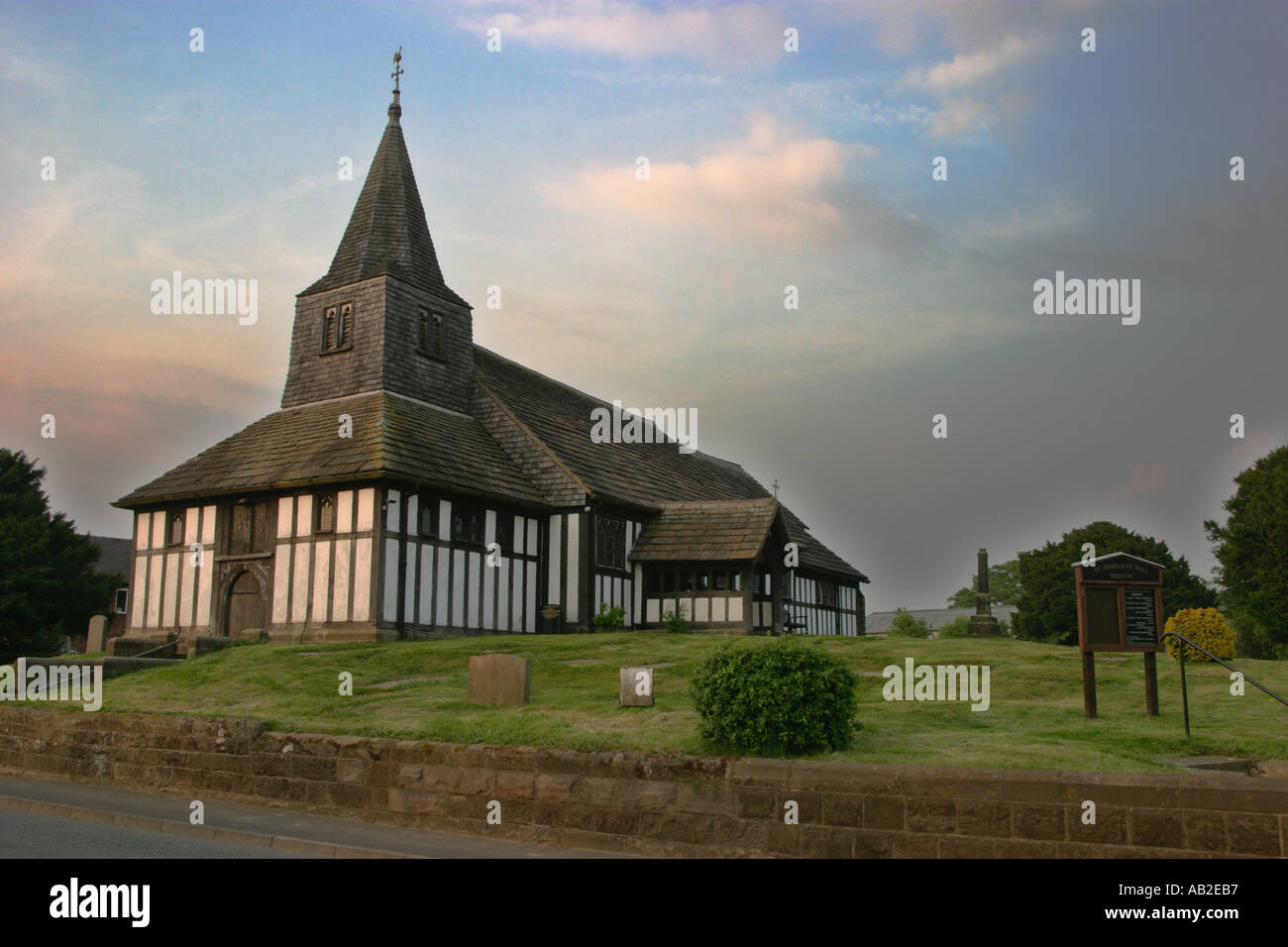 Halftimbered church at Marton, Cheshire Stock Photo Alamy