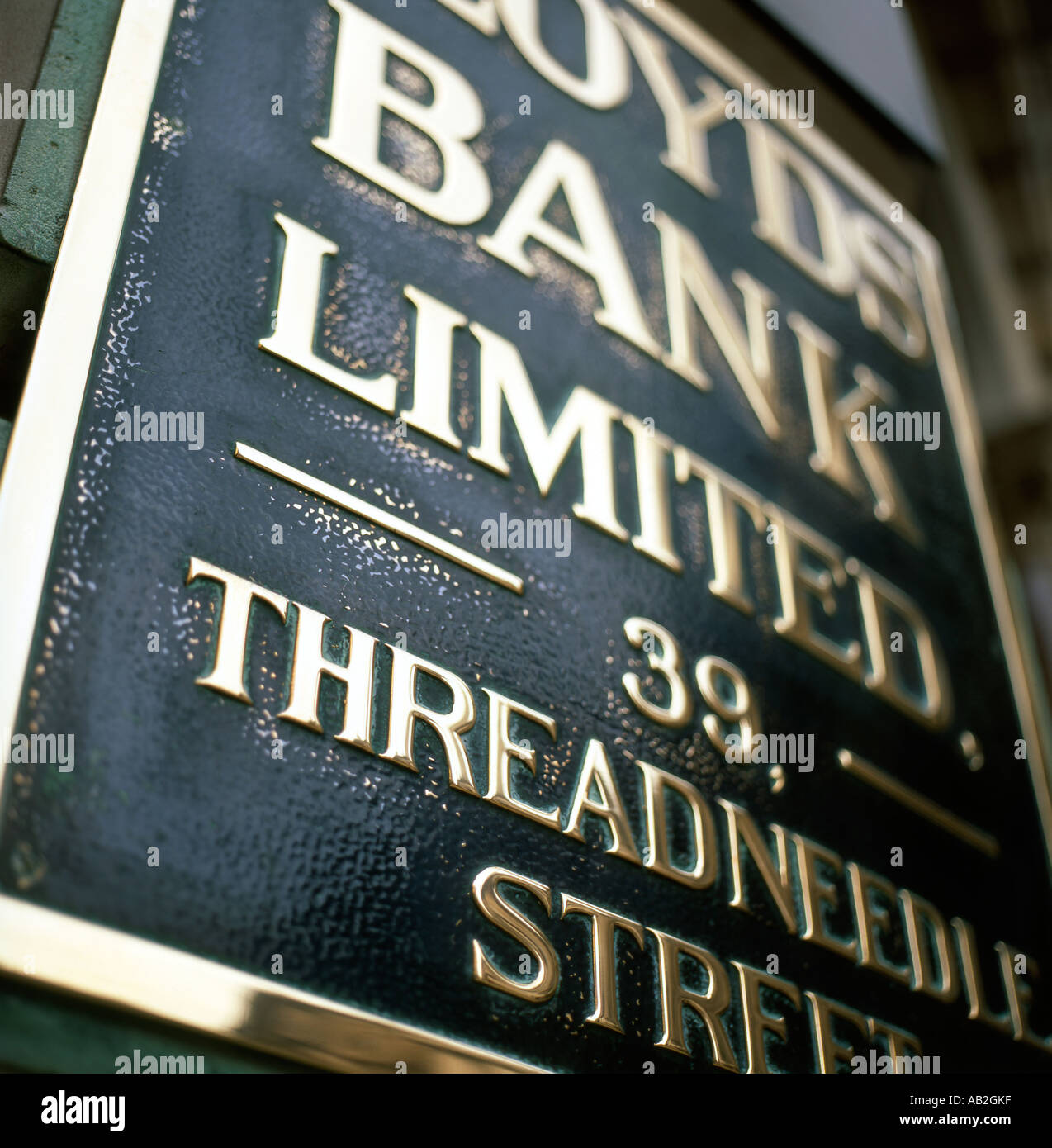 Lloyds Bank sign, 39 Threadneedle Street City of London, UK Stock Photo