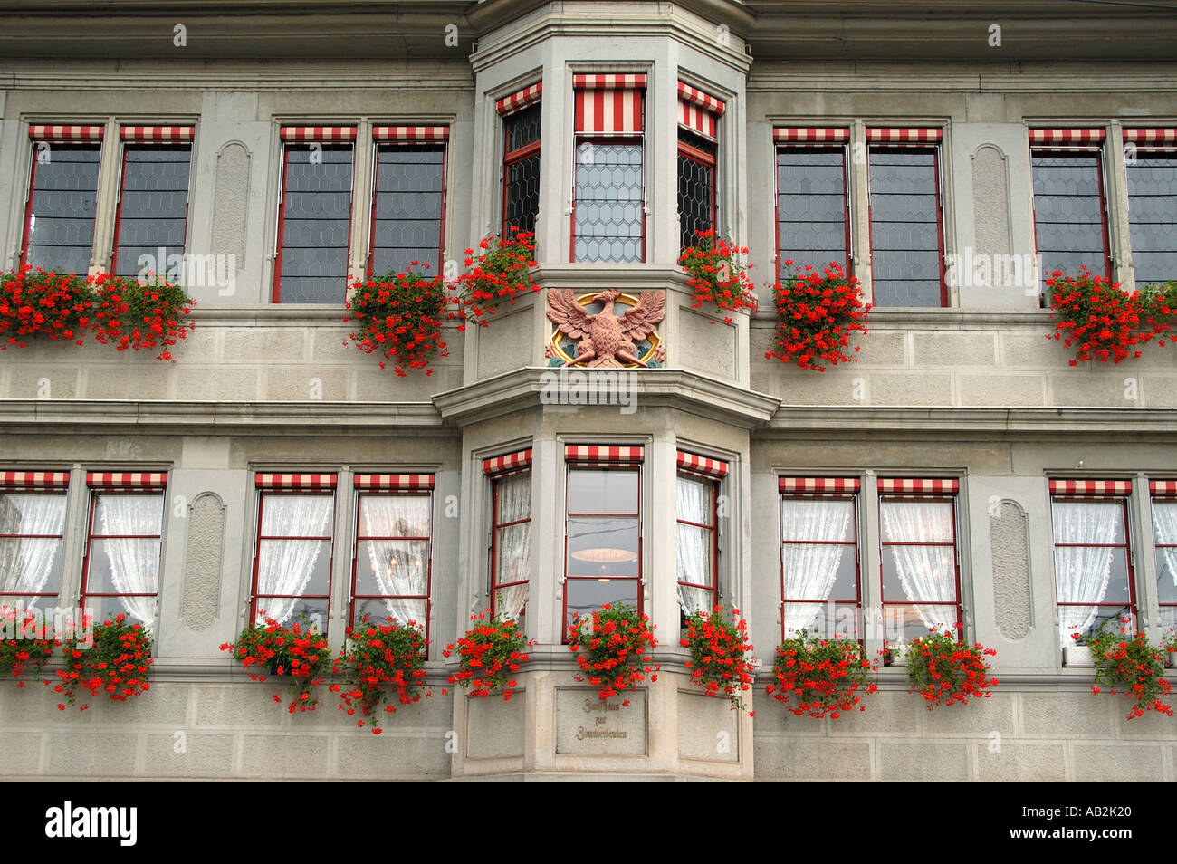 Windows and flowers Zurich Switzerland Stock Photo Alamy