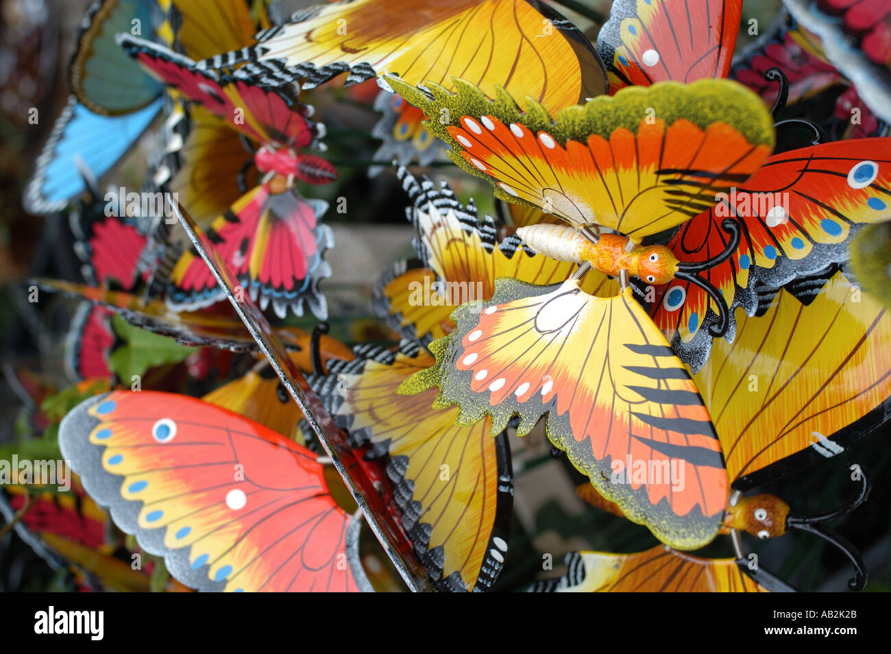 Wooden butterflies Zurich Switzerland Stock Photo