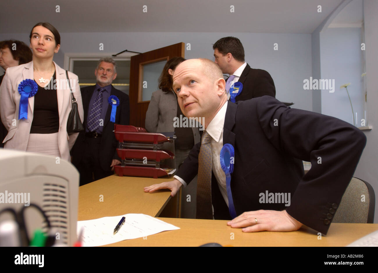 Ex Conservative Party Leader William Hague on a visit to Milford Haven in South Wales UK 13 April 2005 Hague at The Pembrokeshir Stock Photo