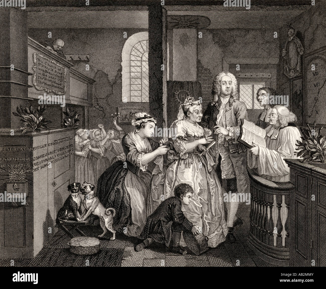 The Rake's Progress. Marries an old maid.  From an original picture by Hogarth. Stock Photo
