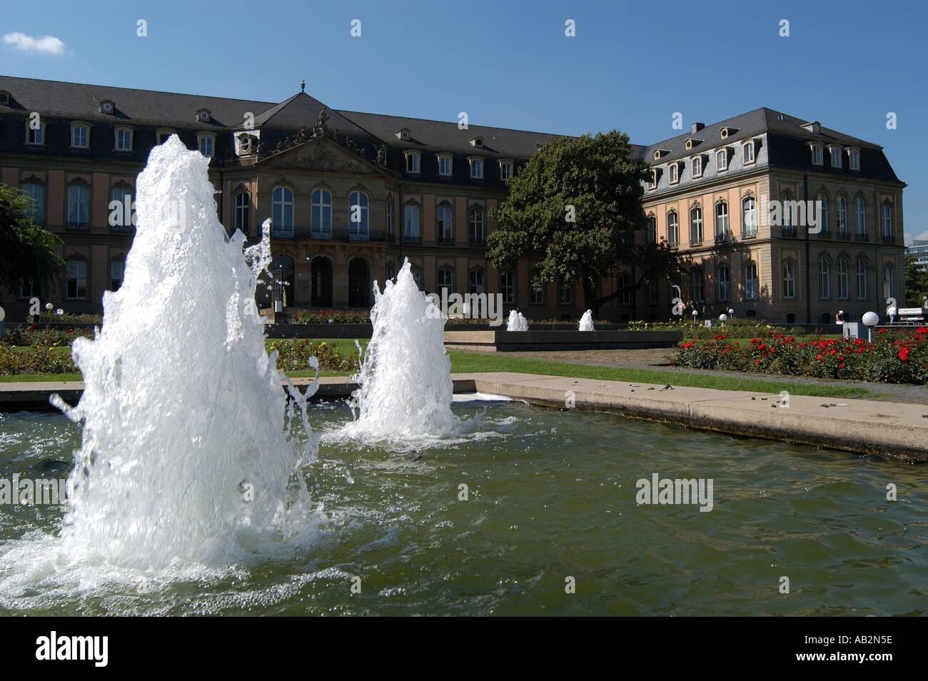 Fountains in Schlossgarten outside Neues Schloss Stuttgart Germany ...