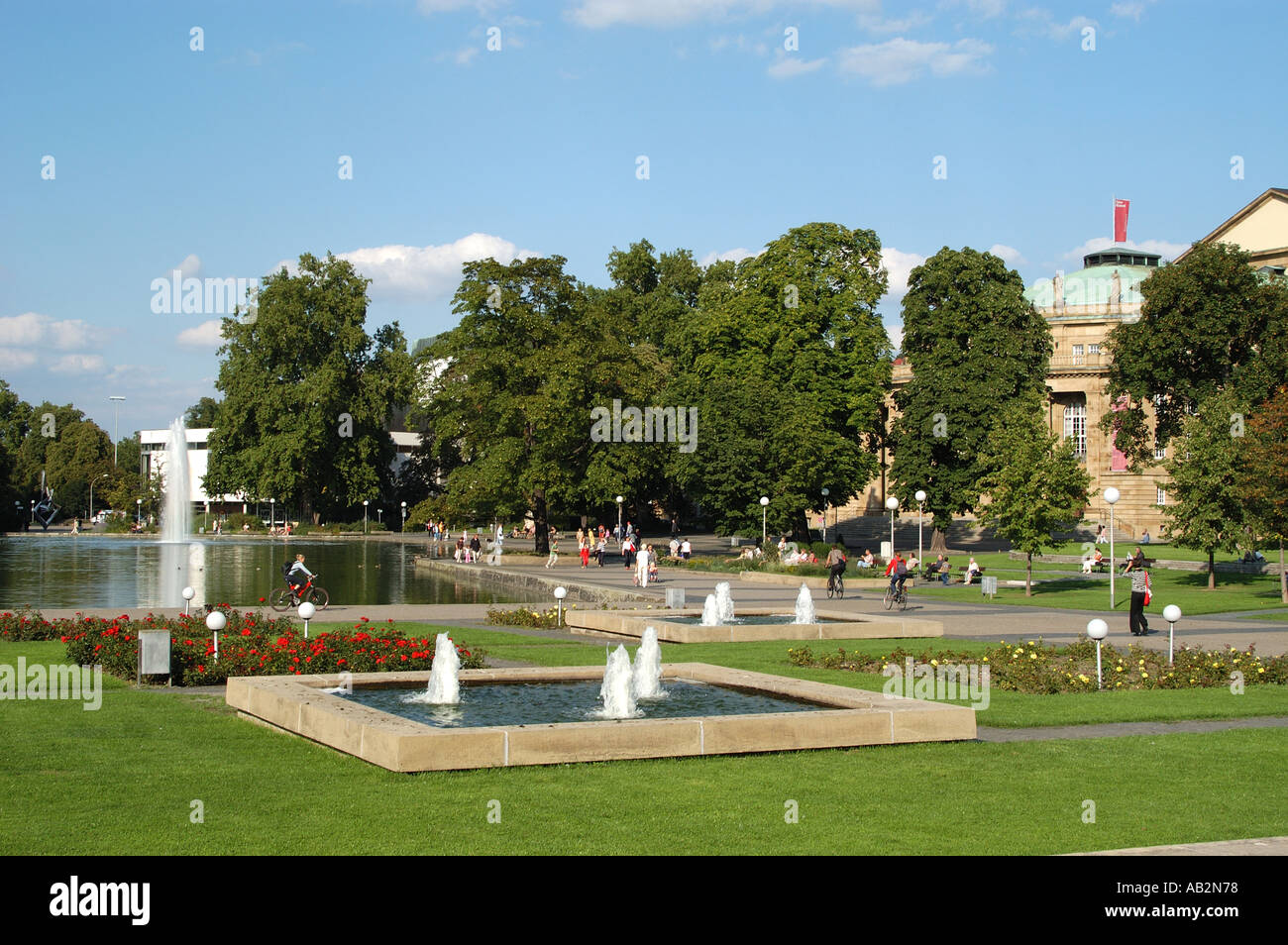 Fountains in Schlossgarten Stuttgart Stock Photo - Alamy