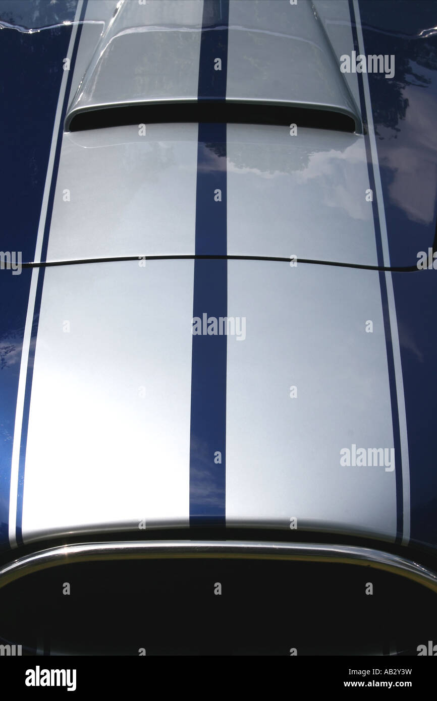 Detail view of AC Cobra replica at a car show in Lisburn