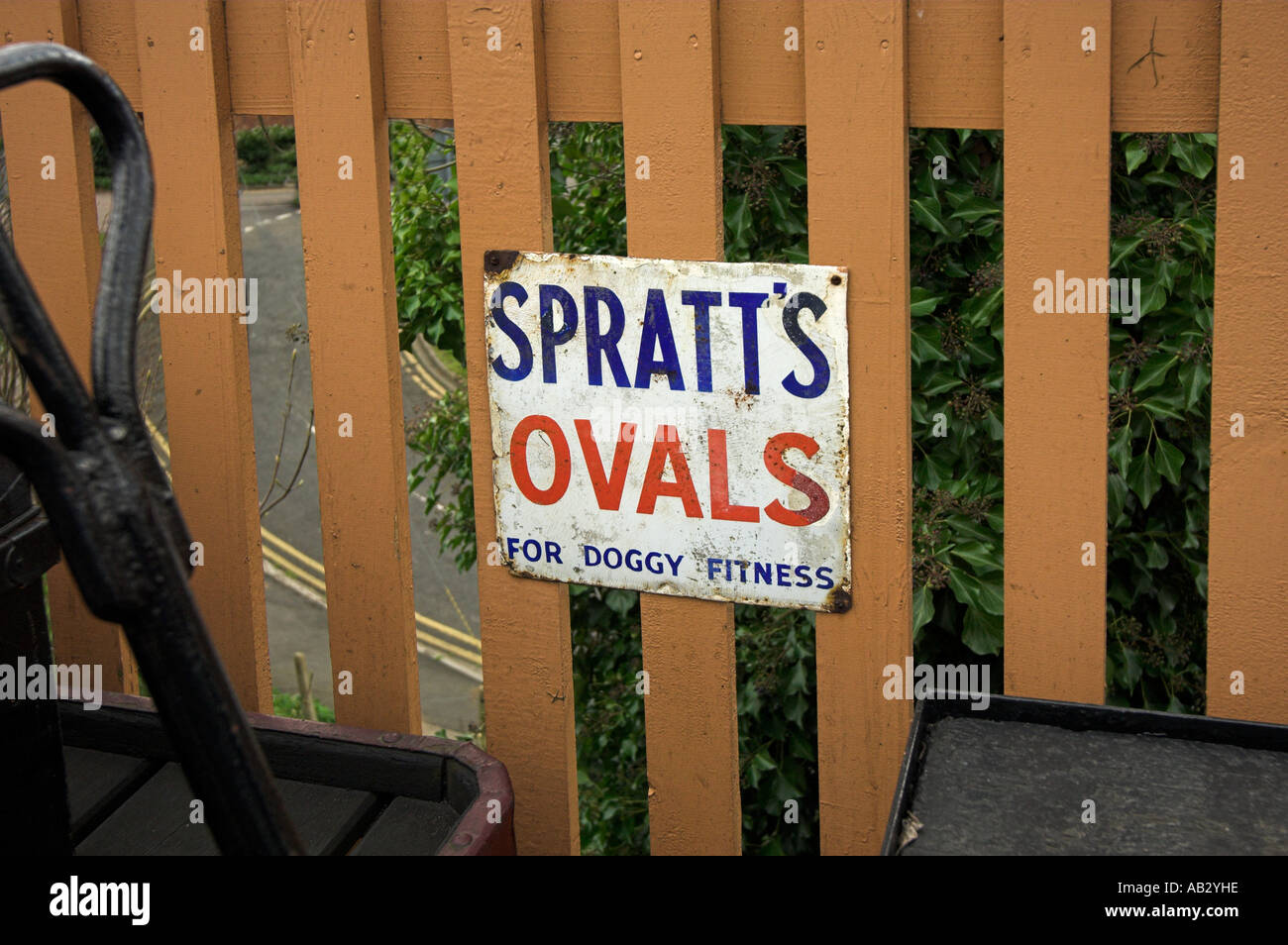 Nostalgic sign for Spratt's Doggy biscuits, Bewdley Railway Station. Stock Photo