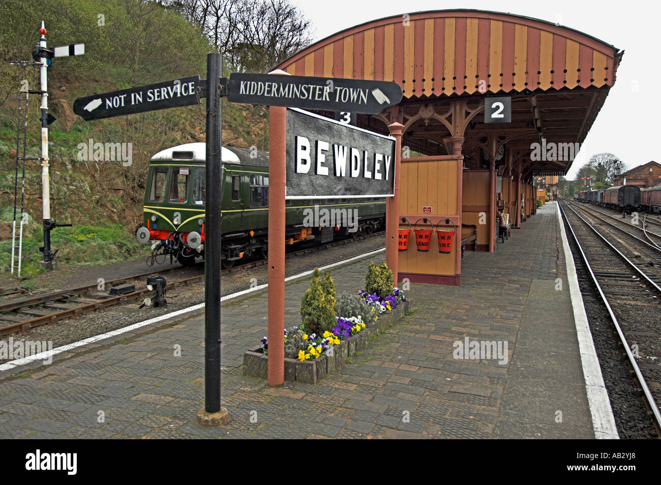 A deserted platform two, at Bewdley Station. Stock Photo
