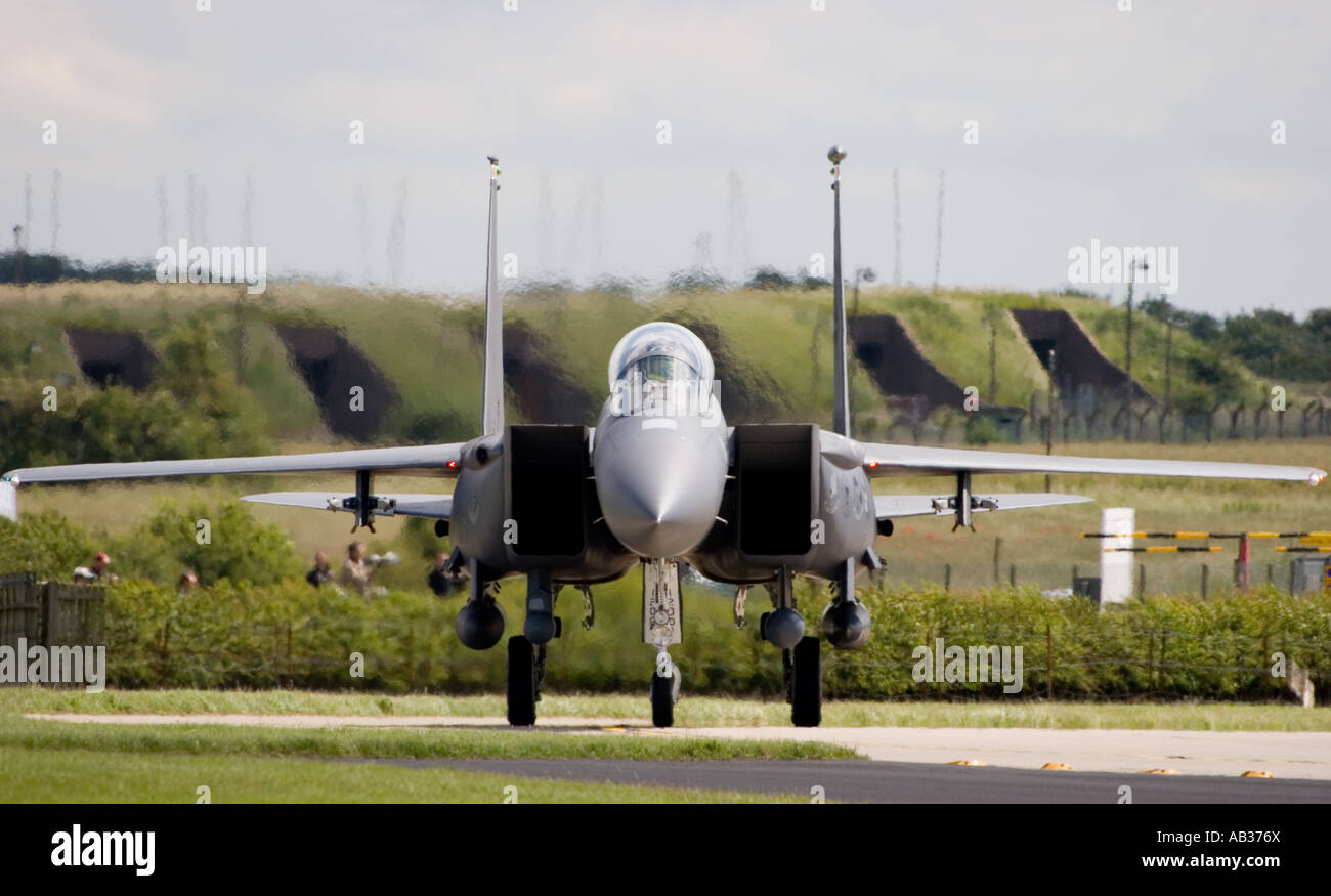 United States Air Force Boeing F 15E Strike Eagle jet fighter at RAF Waddington Stock Photo