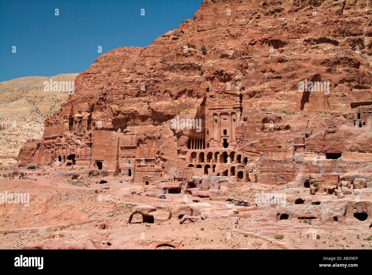 The Royal Tombs carved out of the west face of al Khubtha mountain at ...