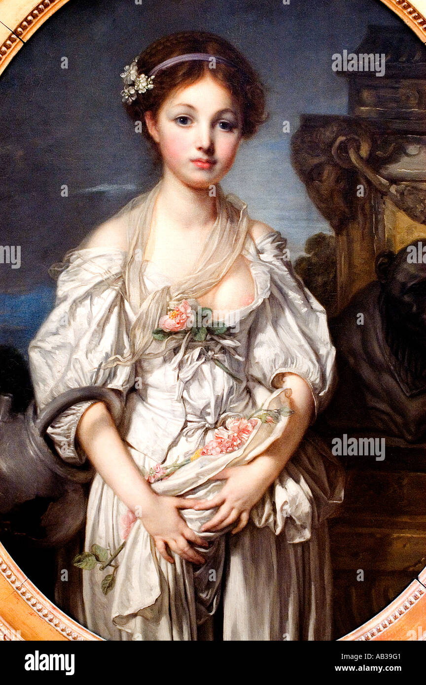 Jean Baptiste Greuze 1725 - 1805 La Cruche cassée Portrait young girl Ecole française - Rococo Stock Photo