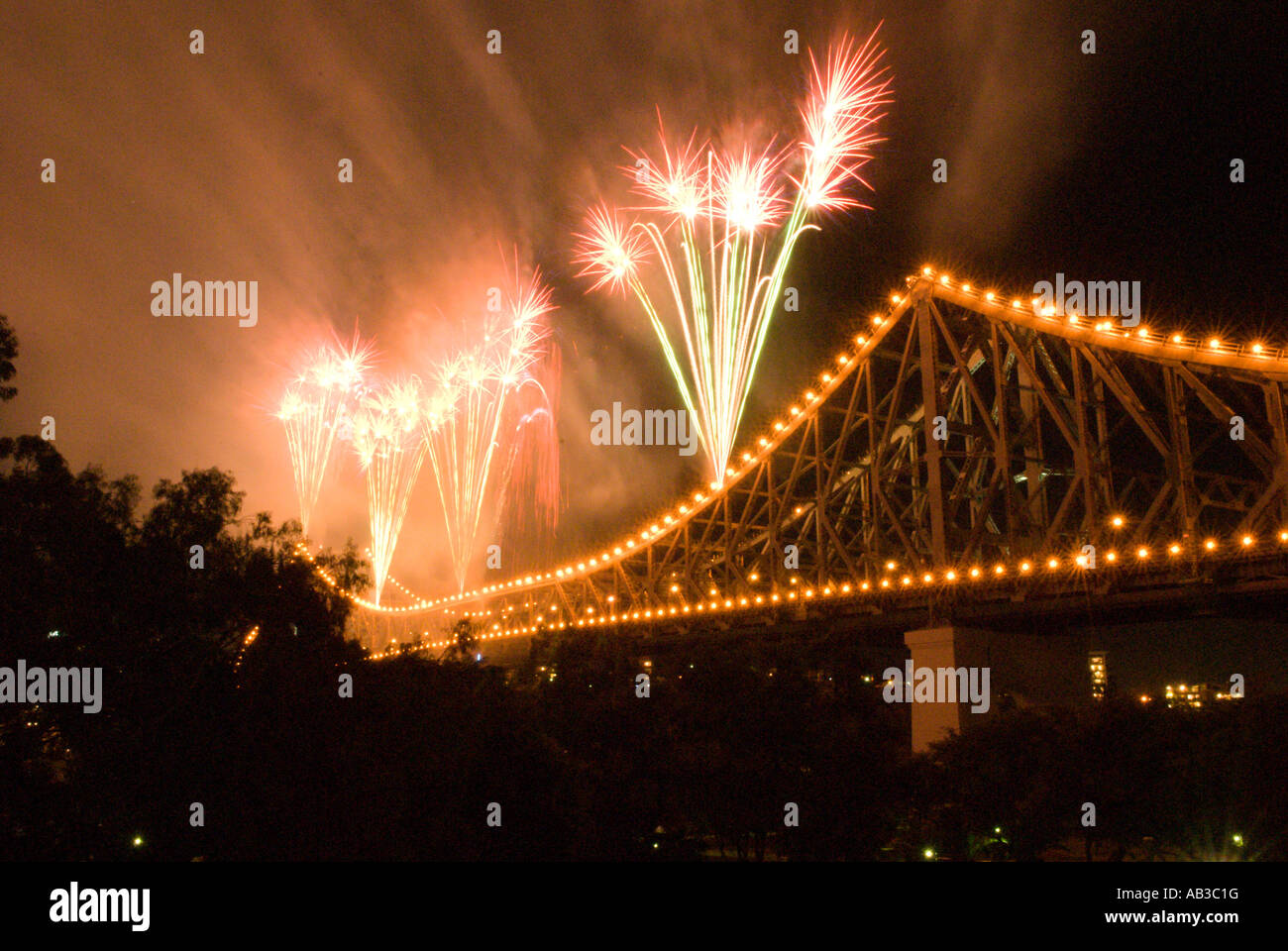 'Riverfire' fireworks, Brisbane, Queensland, Australia. Stock Photo