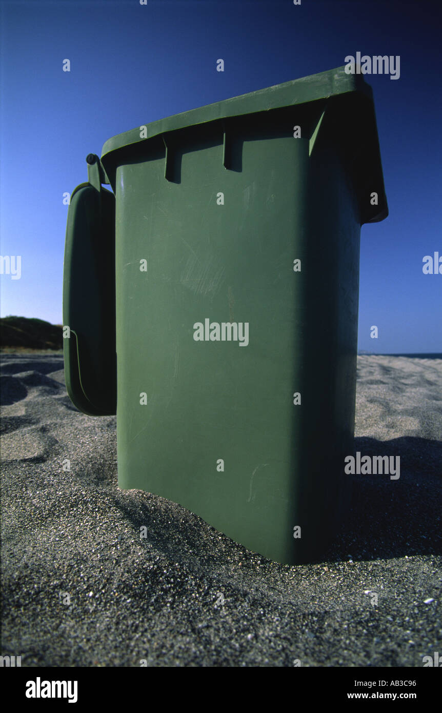 A rubbish bin on a Spanish beach These are placed every 100 meters and