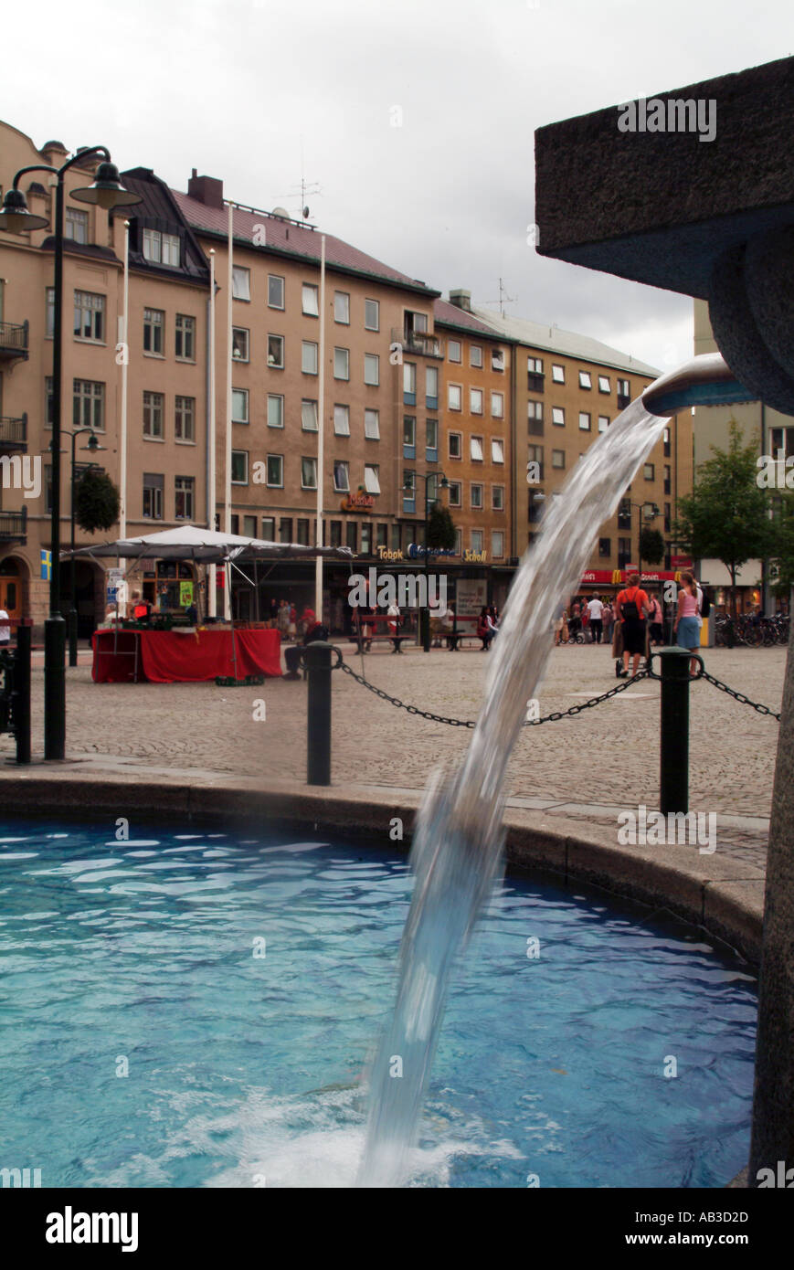 fountain in town square linkoping in sweden southern sweden norrkoping  southern sweden scandinavia swedish town summer time Stock Photo - Alamy
