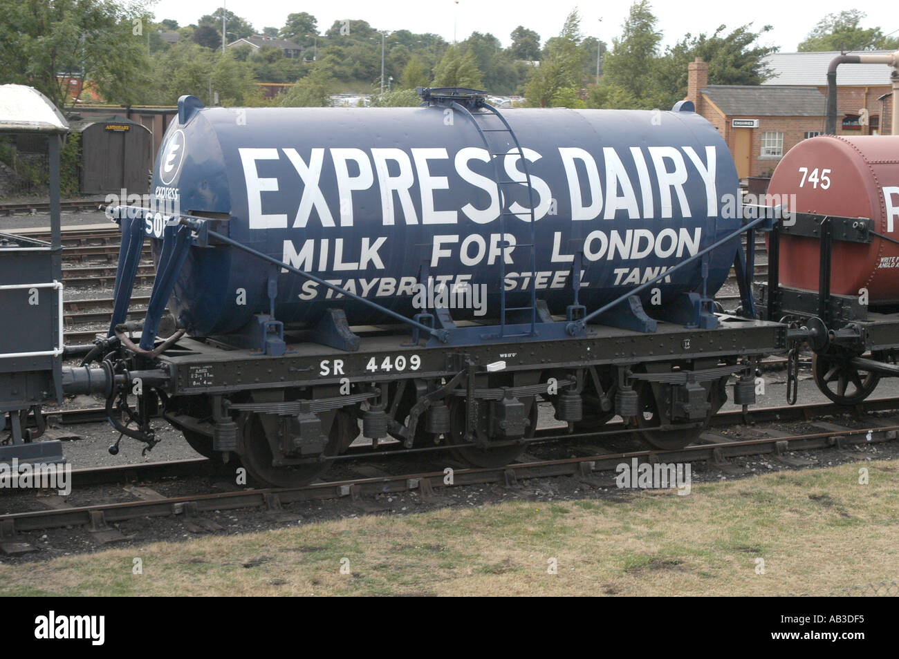 Express dairy tanker rolling stock Stock Photo Alamy