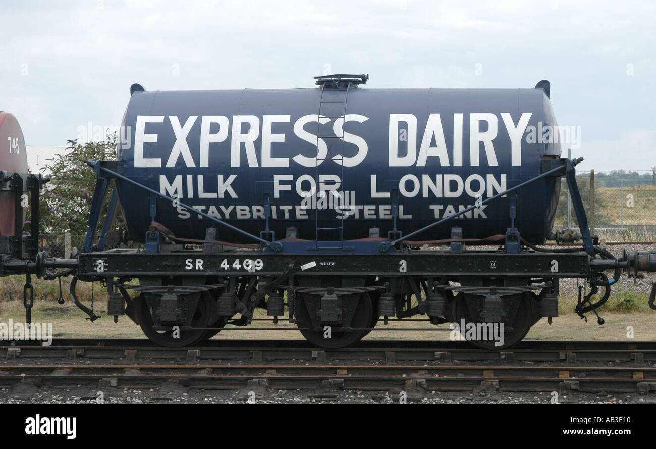 Express dairy tanker rolling stock Stock Photo Alamy