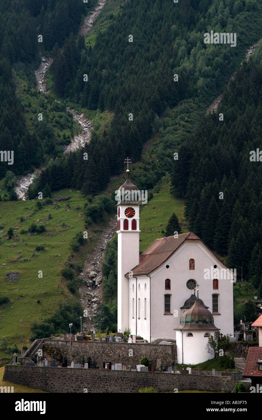 18th Century Church at Wassen Switzerland Stock Photo