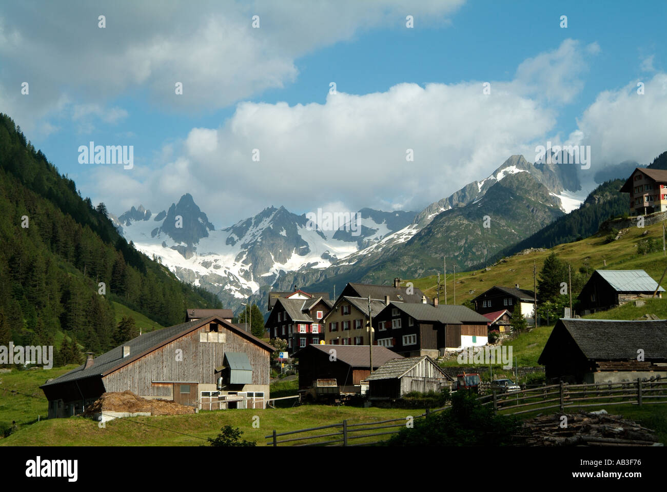 Alpine village of Meien Susten Pass Switzerland Stock Photo
