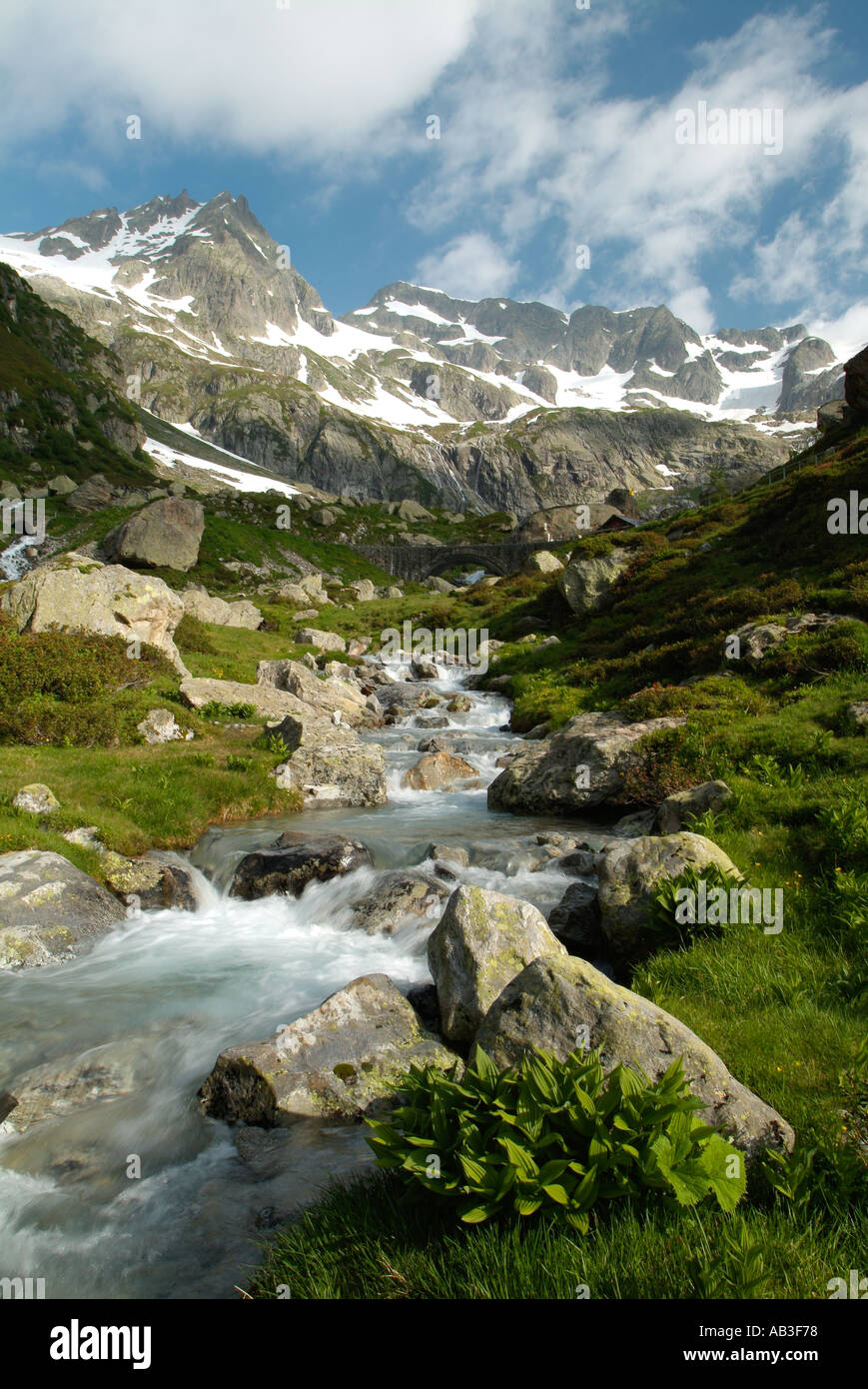 Mountain stream Susten Pass Central Switzerland Stock Photo