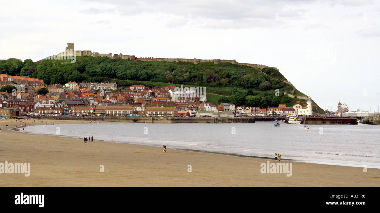 Low Tide at Scarborough Bay, Yorkshire, England Stock Photo