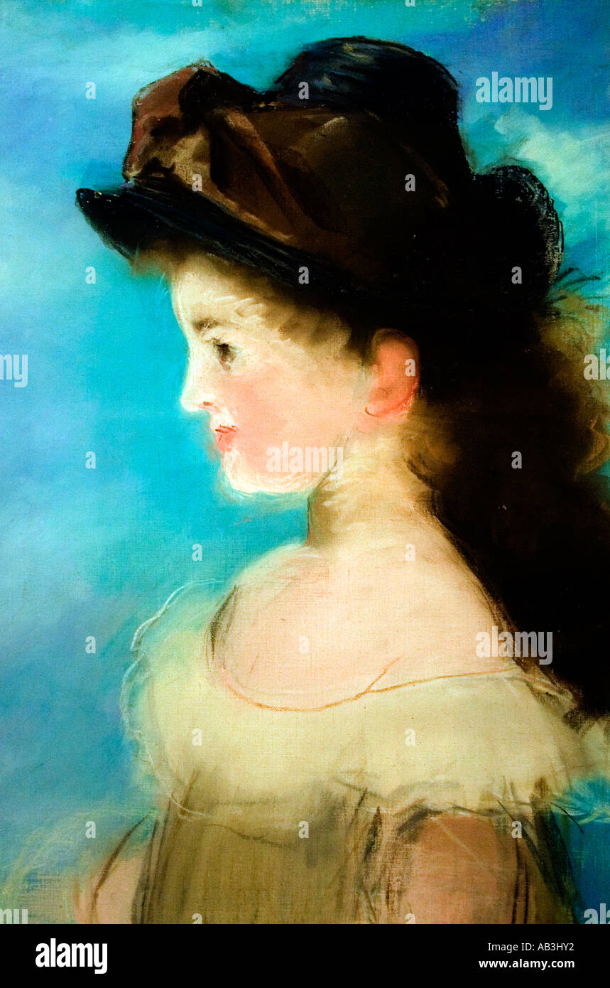 Mademoiselle Hecht de profil en chapeau- Miss Hecht hat profile 1882 Edouard Manet woman Painting Painter France Stock Photo