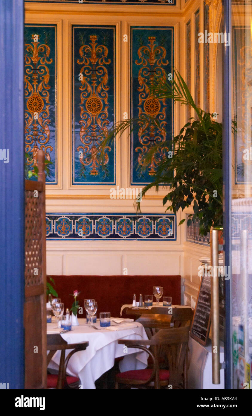 The Restaurant La Belle Epoque With Decorated Interior Stock