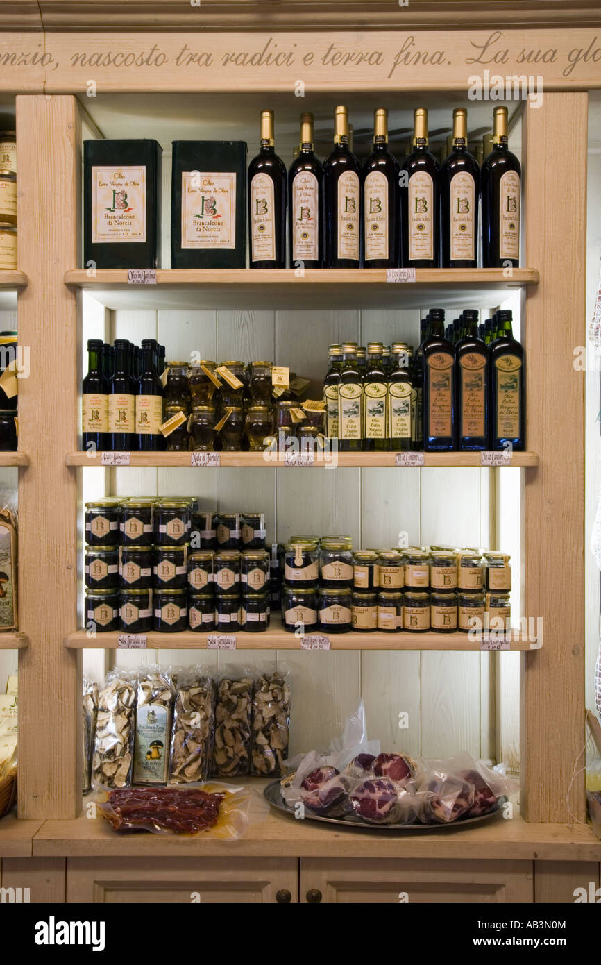 Continental foods; Shop Shelves in an Italian Specialty and Gourmet
