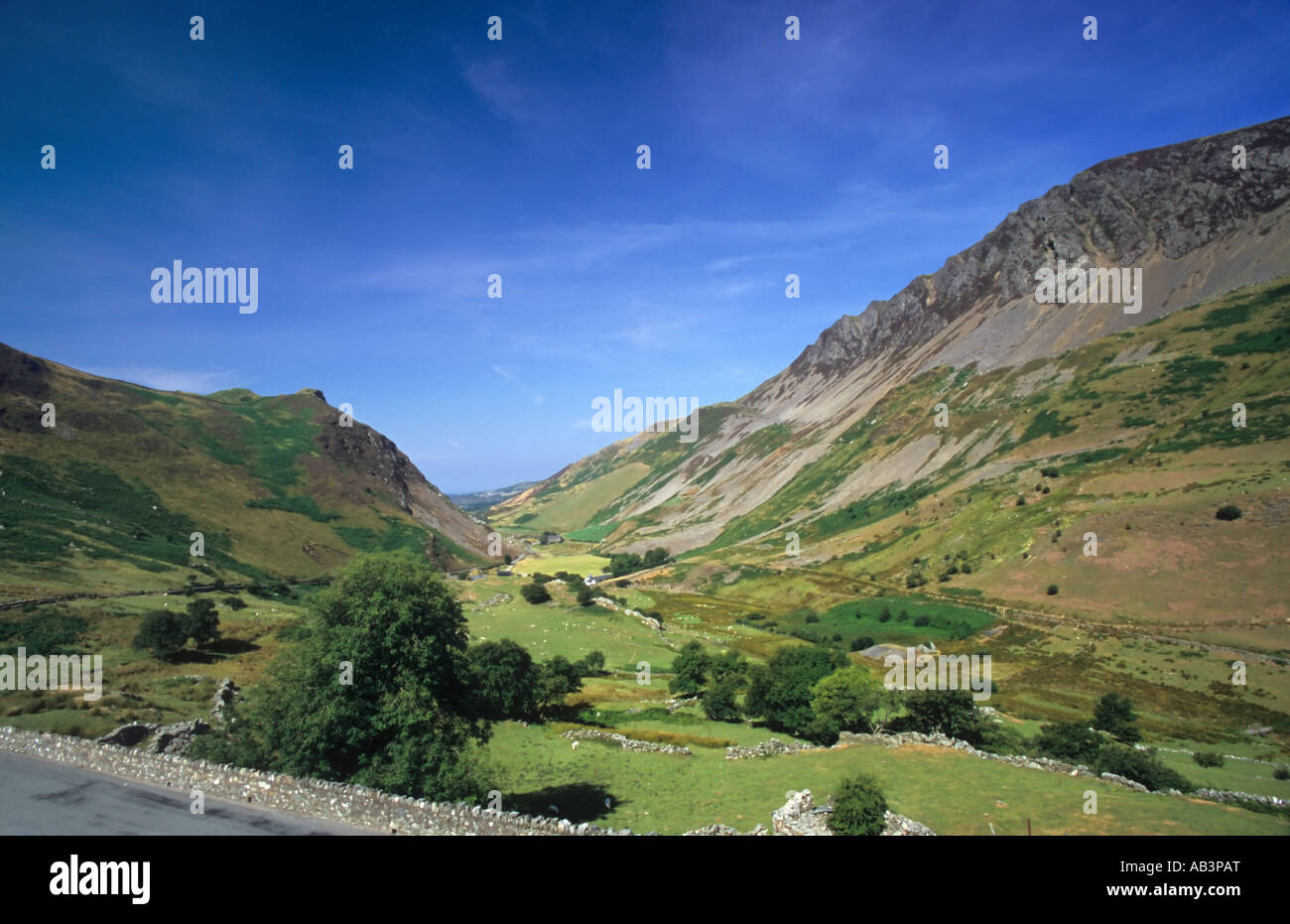 Craig Y Bera and valley looking west Snowdonia National Park Wales Stock Photo