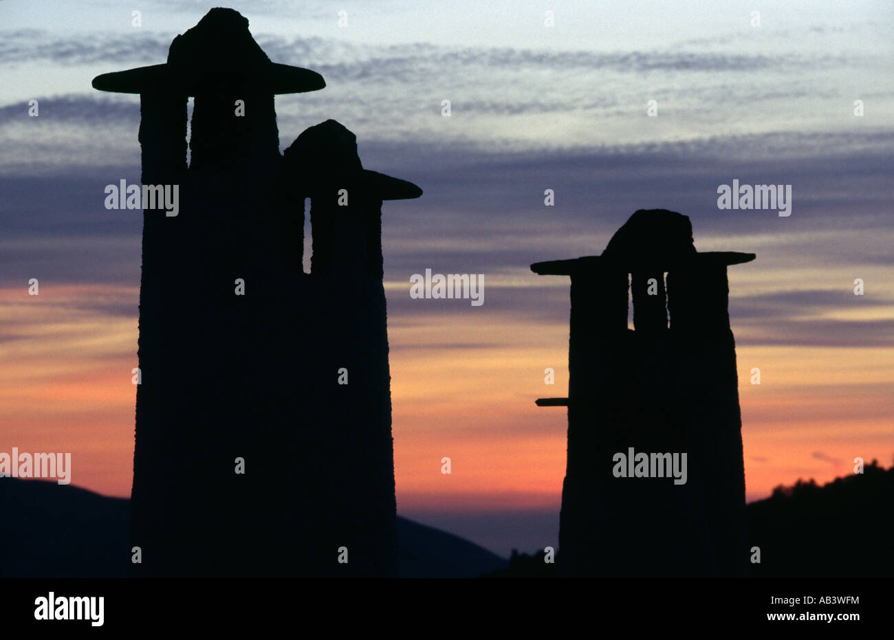 Chimneys - Bubion, Las Alpujarras, Andalucia, SPAIN Stock Photo