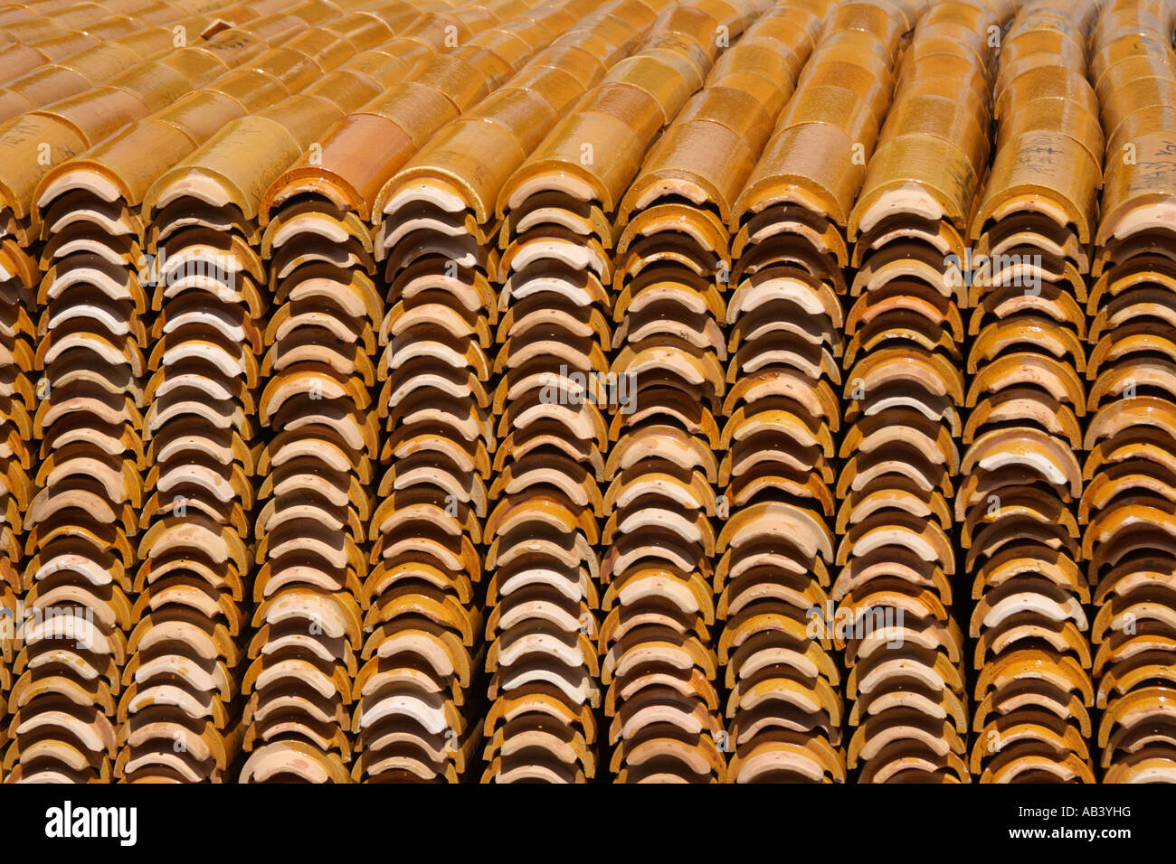 tiles used for constructing roof of Buddhist temple Stock Photo