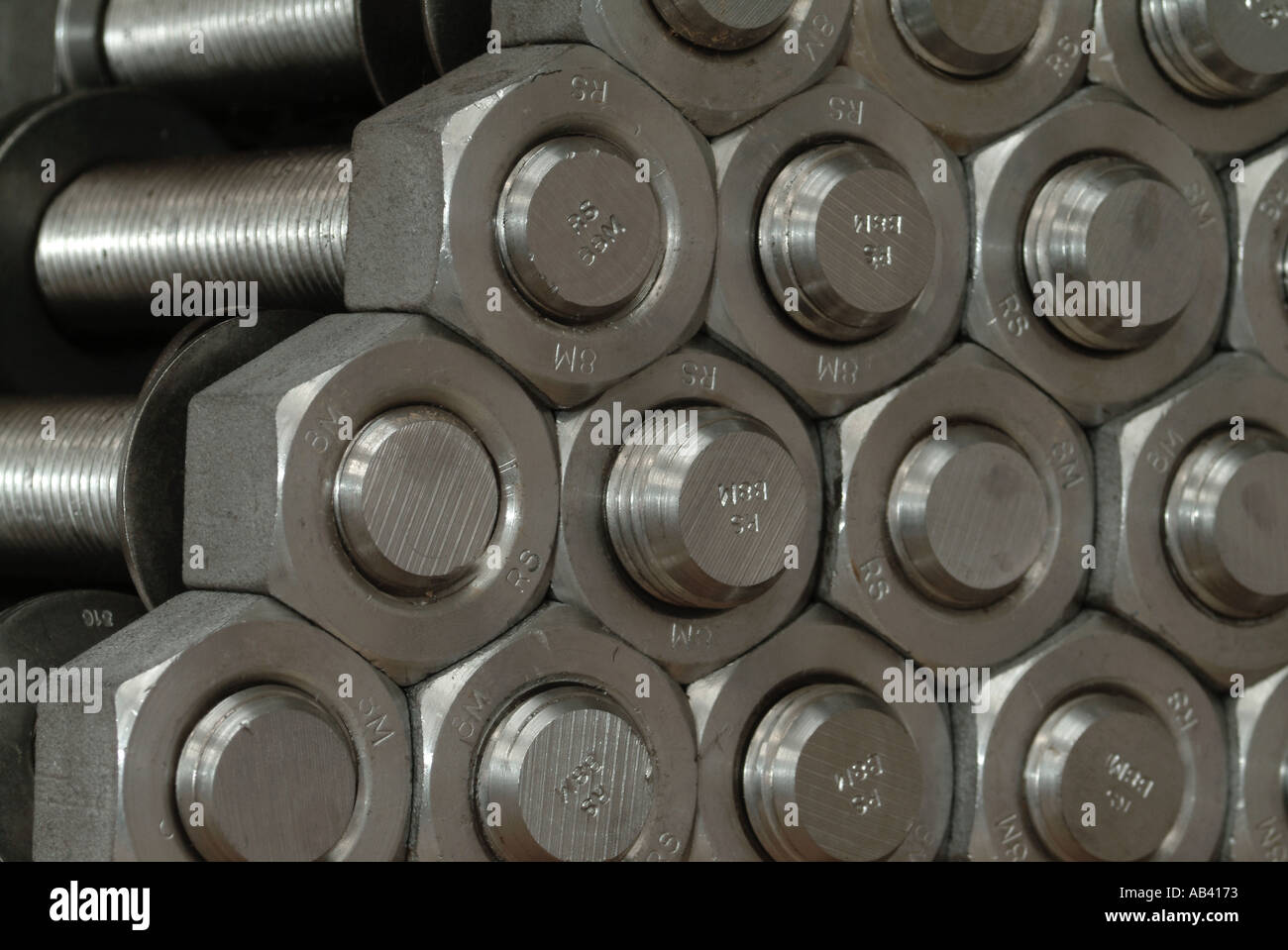 steel threaded nuts and bolts Stock Photo