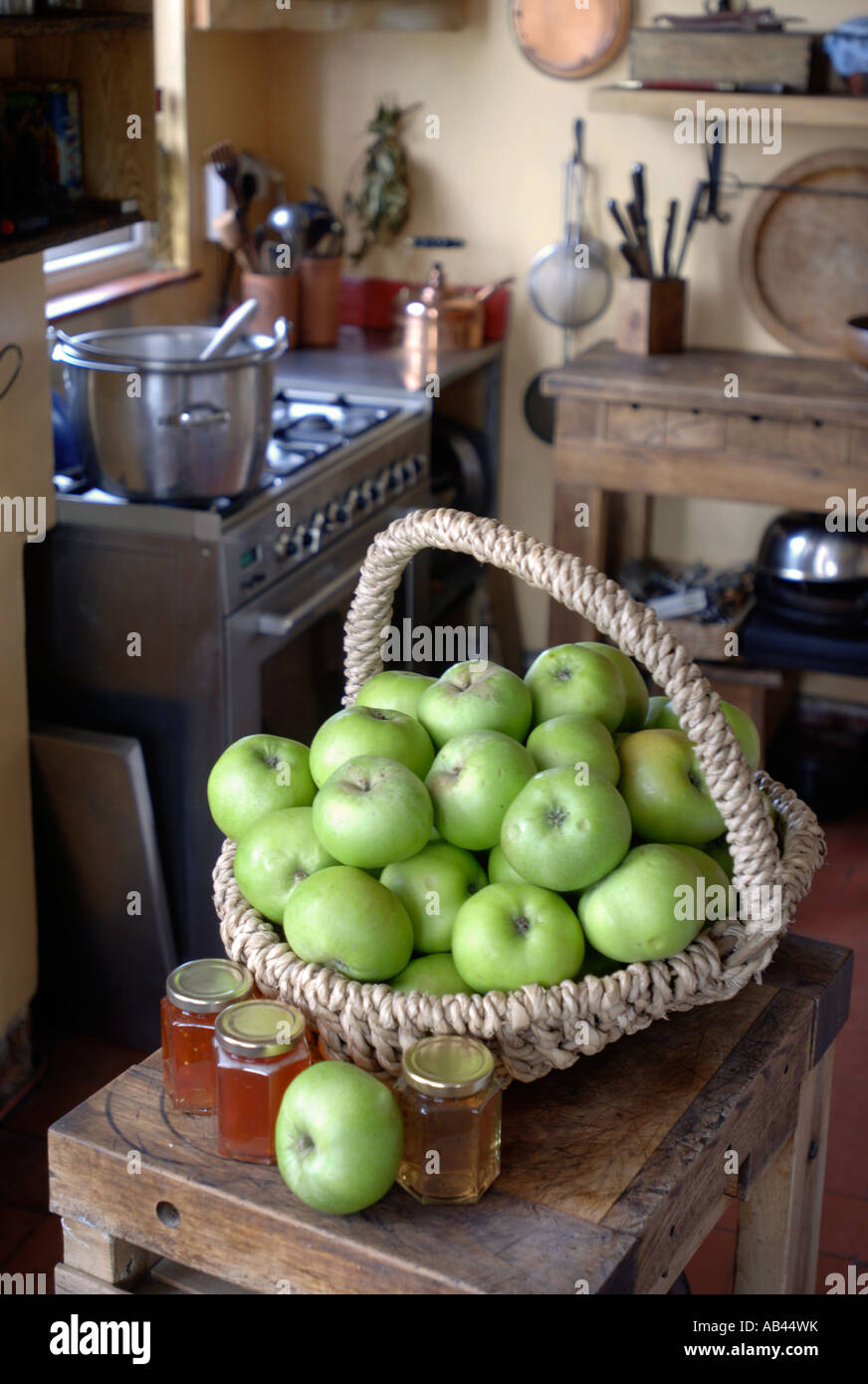 A Basket Of Bramley Apples In The Kitchen Of A Small Business