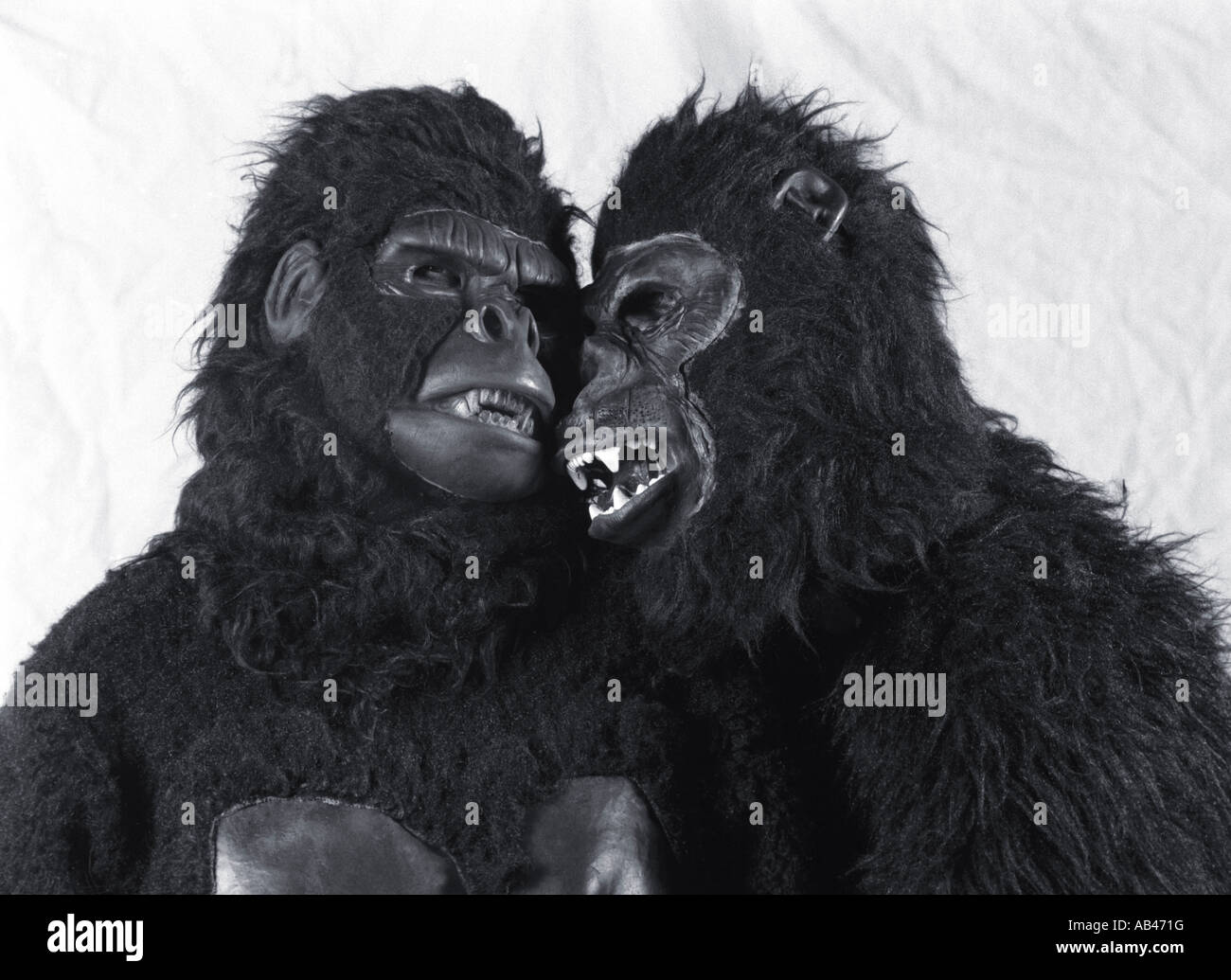 Two People Dressed In Gorilla Ape Costumes Stock Photo Alamy
