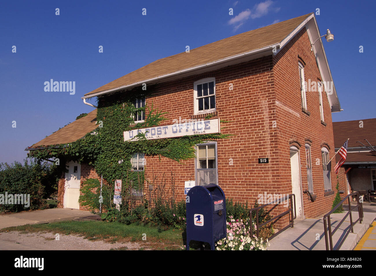 Iowa Amana colonies facade of small town post office building Stock
