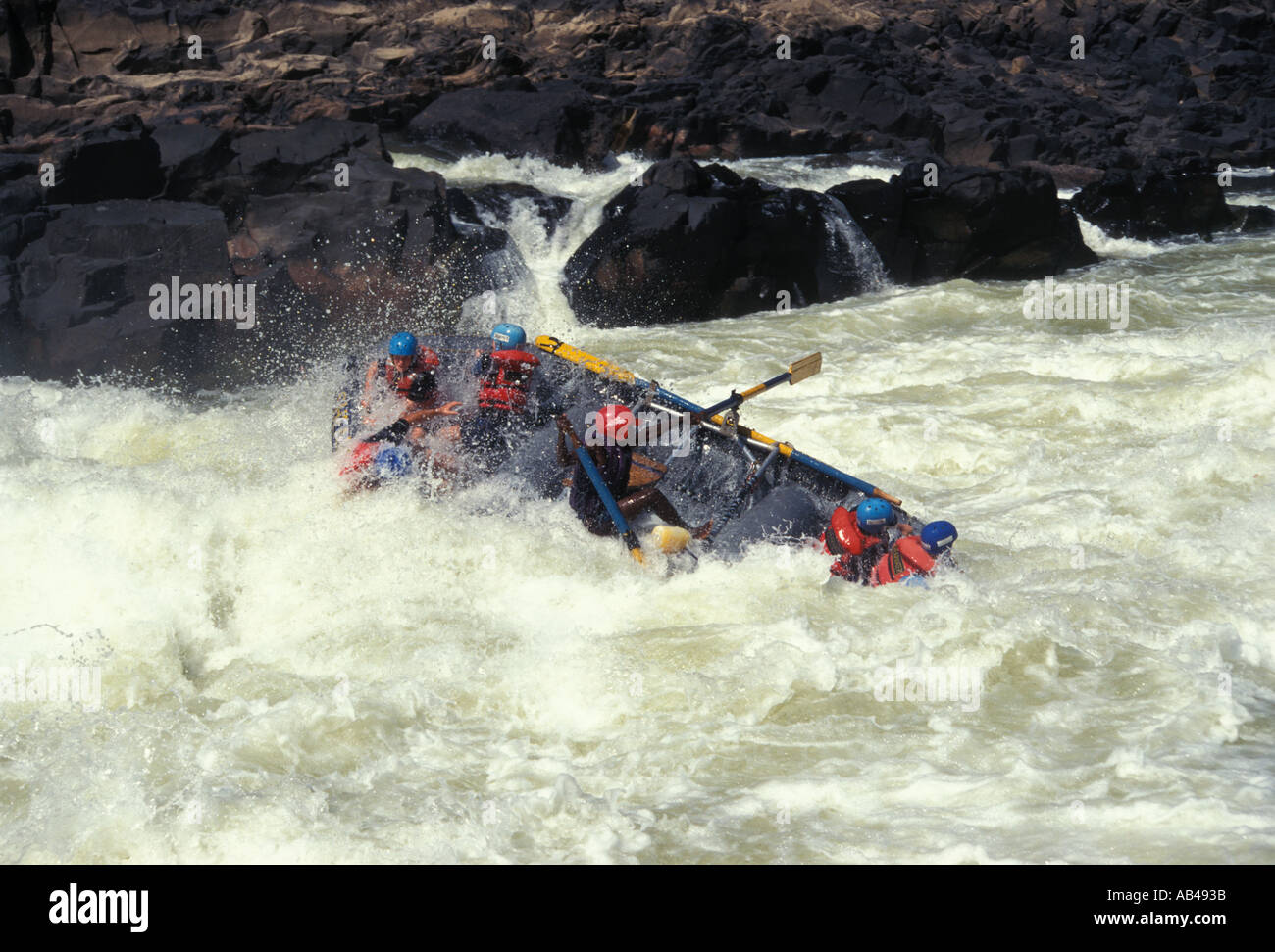 Rafting on the Zambesi River near Victoria Falls Zimbabwe Stock Photo ...