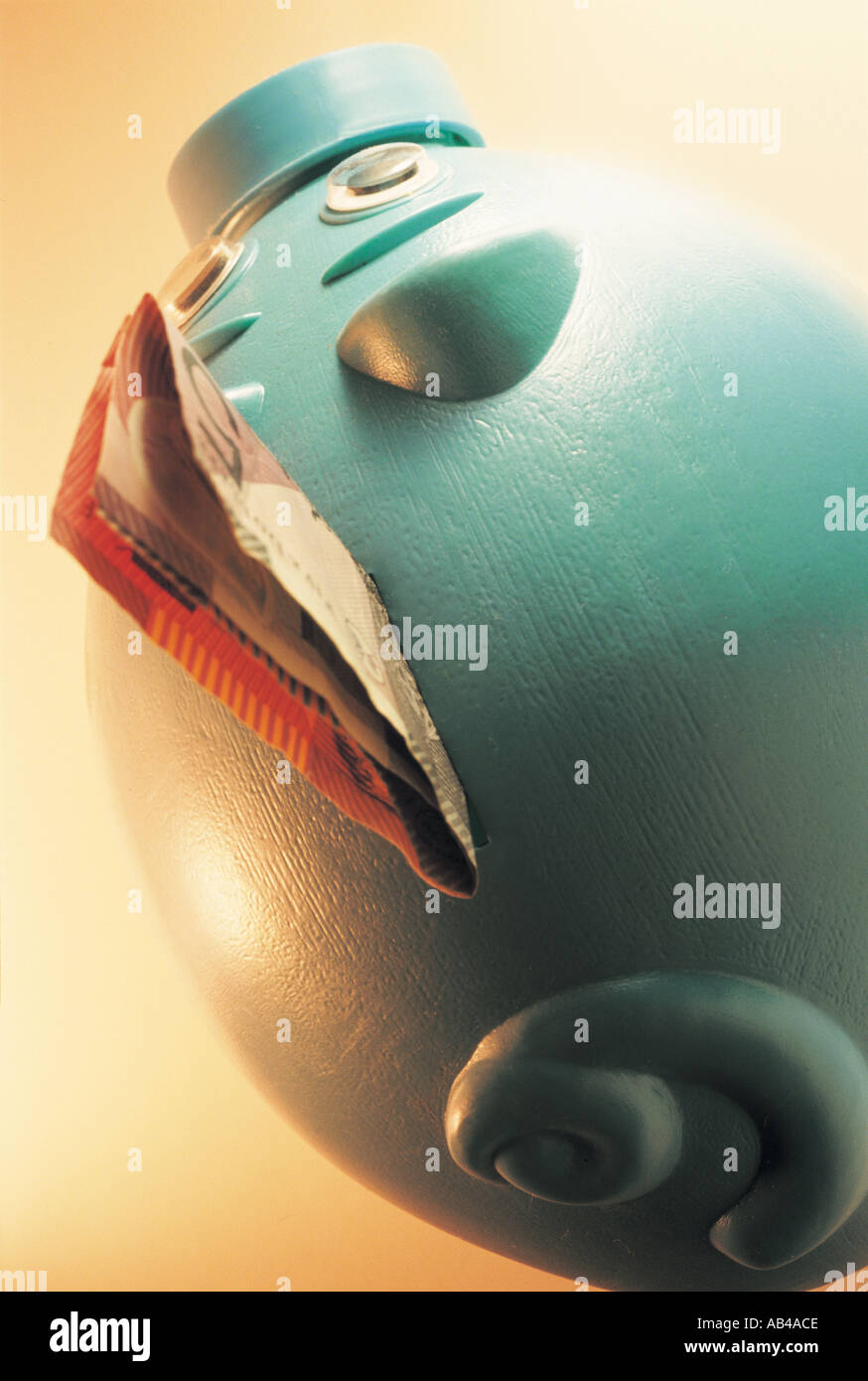 Piggybank with Dollar Note Stock Photo