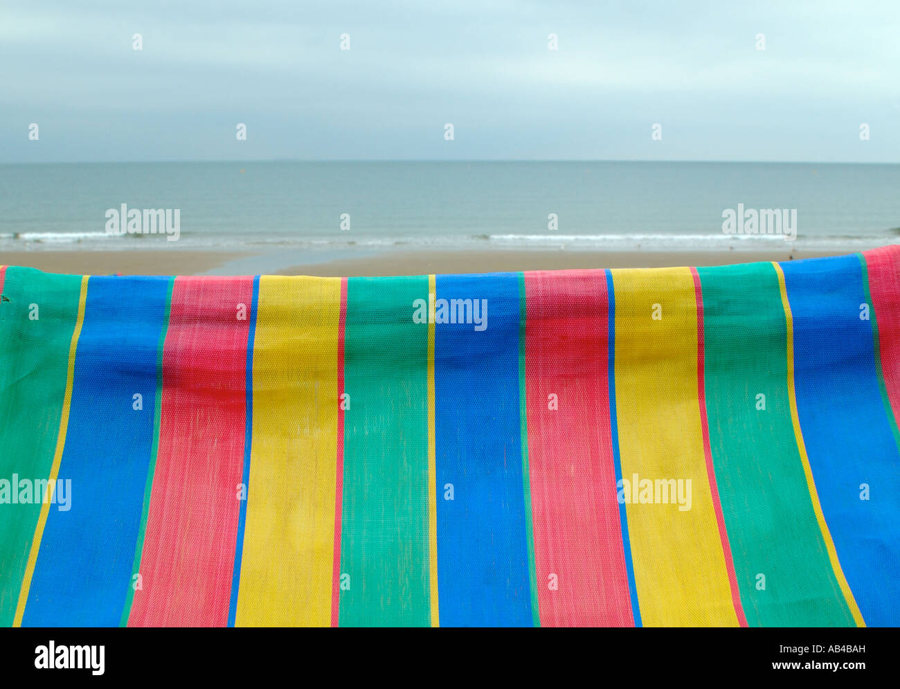 Deckchair Colourd Stripes, Sandown Beach, Sandown, Isle of Wight, England, UK, GB. Stock Photo