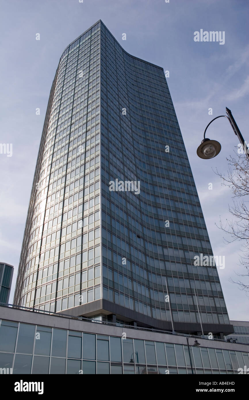 Low angle view of Millbank Tower on Millbank by the Thames, London