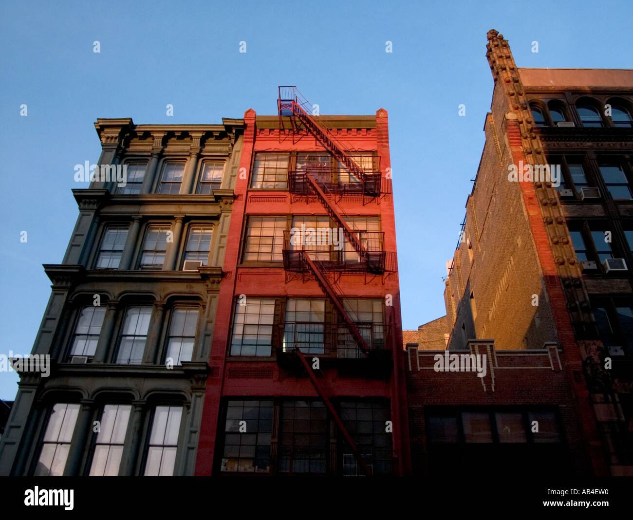 A brownstone apartment building in lower Manhattan, New York Stock