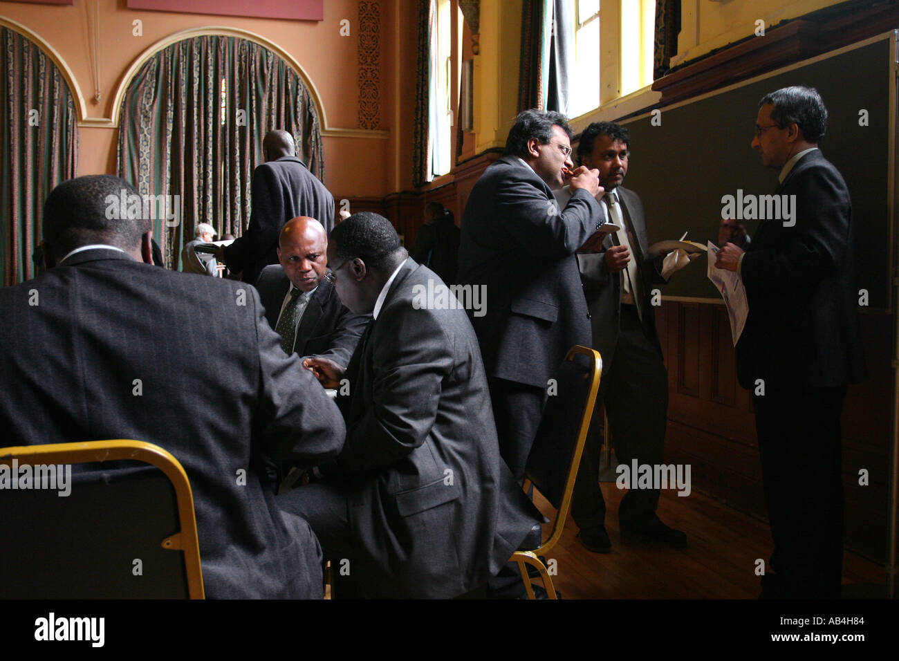 Self employed business men from black and ethnic minorities meet at Ealing Town Hall London UK. Stock Photo