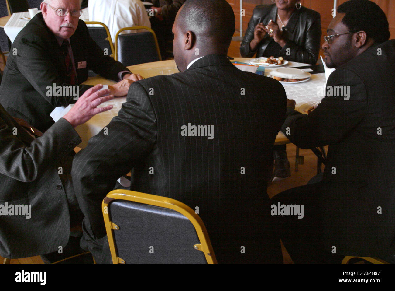 Self employed business men from black and ethnic minorities meet at Ealing Town Hall London UK. Stock Photo