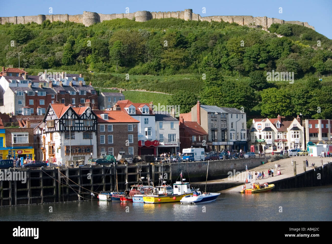The Harbour Waterfront and Castle at South Bay Scarborough Yorkshire Stock Photo Alamy