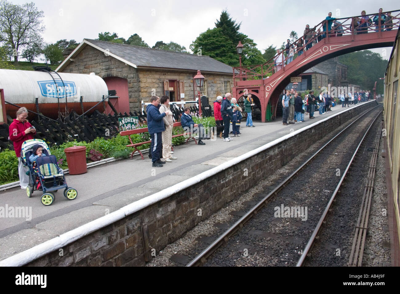 Passengers waiting for steam train at Goathland Station North York ...