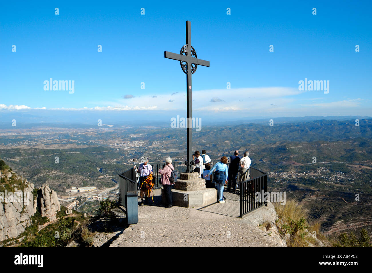 Cross at Montserrat, Catalonia, Spain Stock Photo