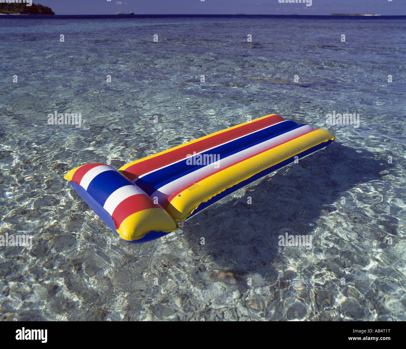 Maldives, Floating Inflatable Bed Stock Photo