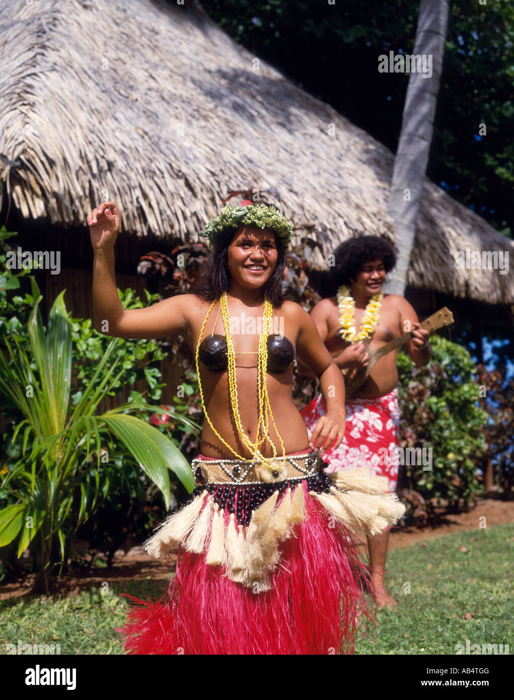Tahiti, Polynesian Dancers Stock Photo