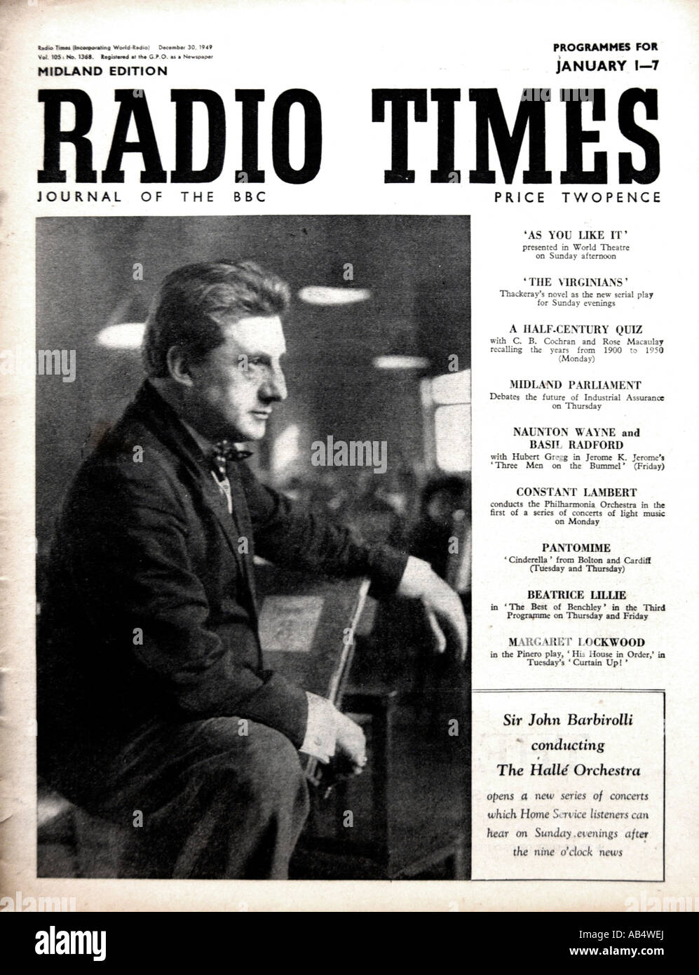 BBC Radio Times Magazine 30 December 1949 FOR EDITORIAL USE ONLY Stock  Photo - Alamy